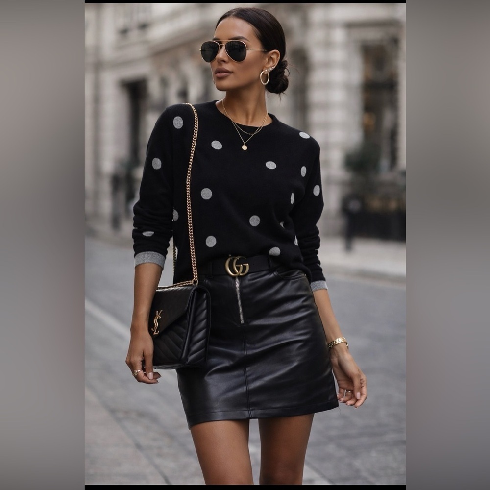 Catherine Malandrino Polka Dot Cashmere Pullover Sweater